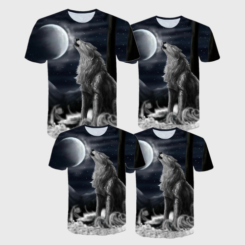Family Matching T-shirt Wolf Howling Moon T-Shirt