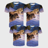 Family Matching T-shirt Running Wolves Print T-Shirt