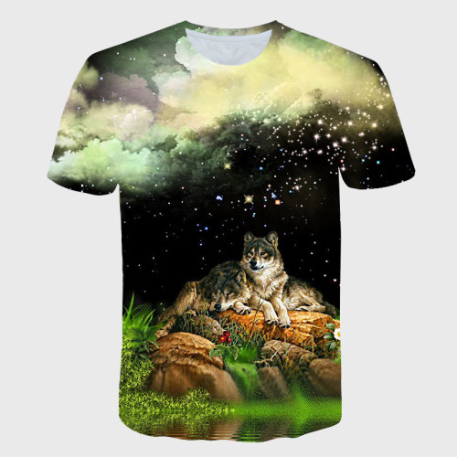 Family Matching T-shirt Night Stars Wolf T-Shirt