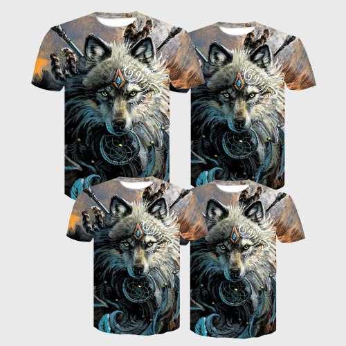 Family Matching T-shirt Native Warrior Wolf T-Shirt