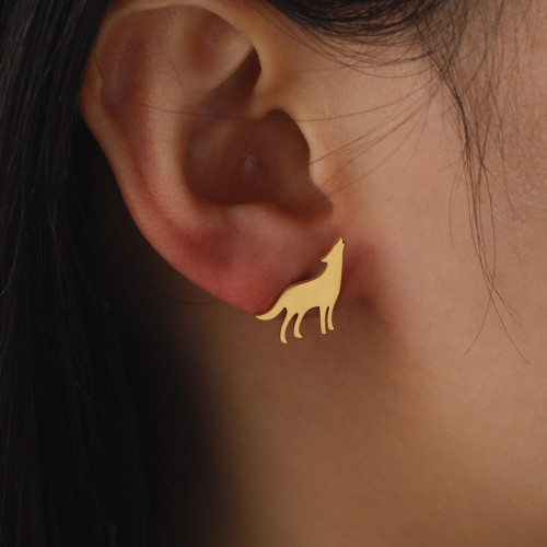Howling Wolf Stud Earrings