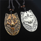 Resin Wolf Head Necklace