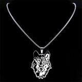 Silver Wolf Head Necklace