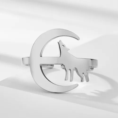 Adjustable Howling Wolf Ring