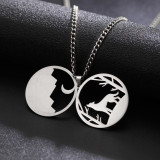 Wolf Howling At Moon Necklace