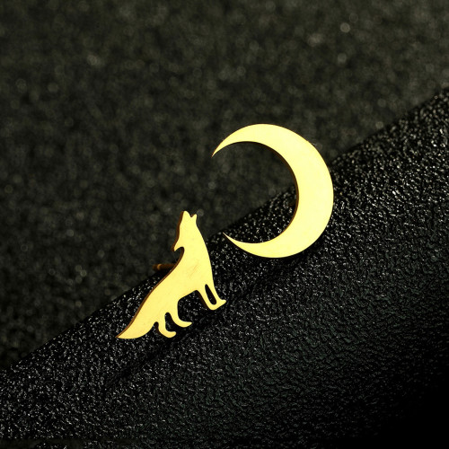 Asymmetric Wolf Moon Earrings