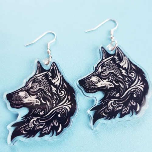 Wolf Acrylic Earrings
