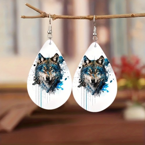 Wolf Acrylic Drop Earrings