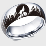 Wolf Howling At Moon Ring