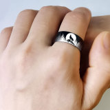 Wolf Howling At Moon Ring