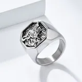 Silver Wolf Head Ring