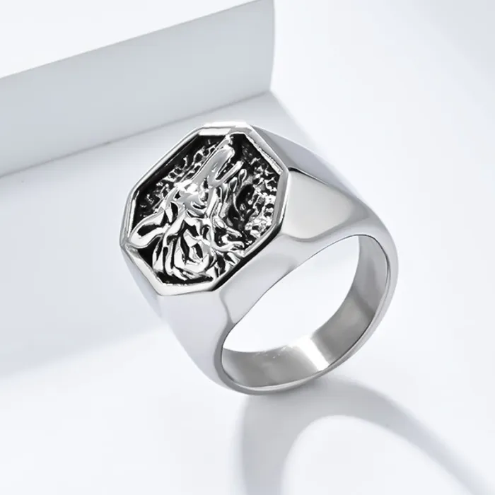 Silver Wolf Head Ring