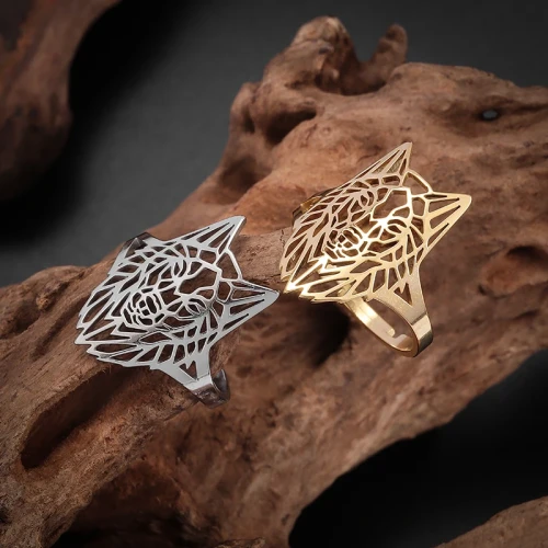 Punk Wolf Head Ring