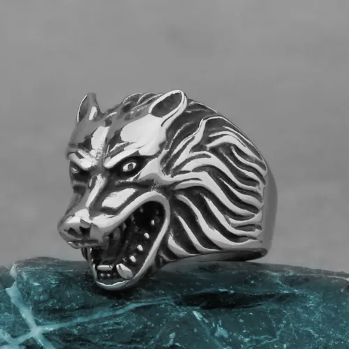 Mens Wolf Ring