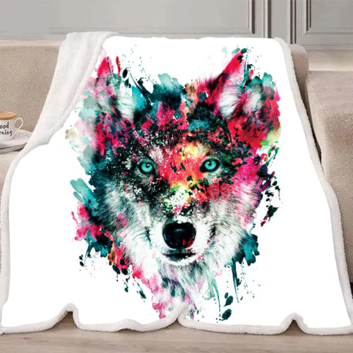 Watercolor Wolf Blanket