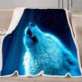 Galaxy Howling Wolf Blanket