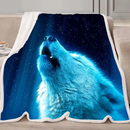 Galaxy Howling Wolf Blanket