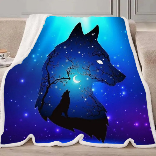Galaxy Wolf Blanket