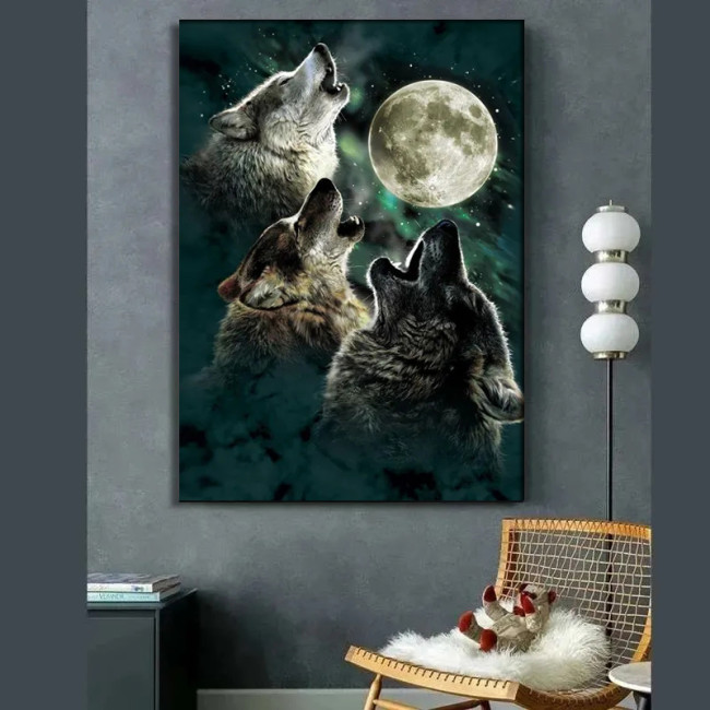 Three Wolf Moon Painting Art