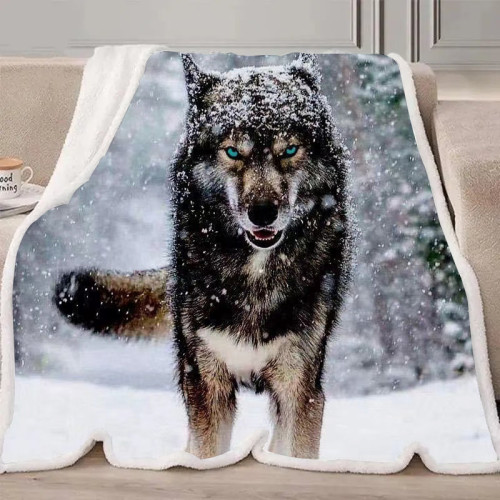 Snowy Wolf Blanket
