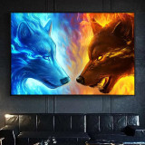 Fire Ice Wolf Painting Art