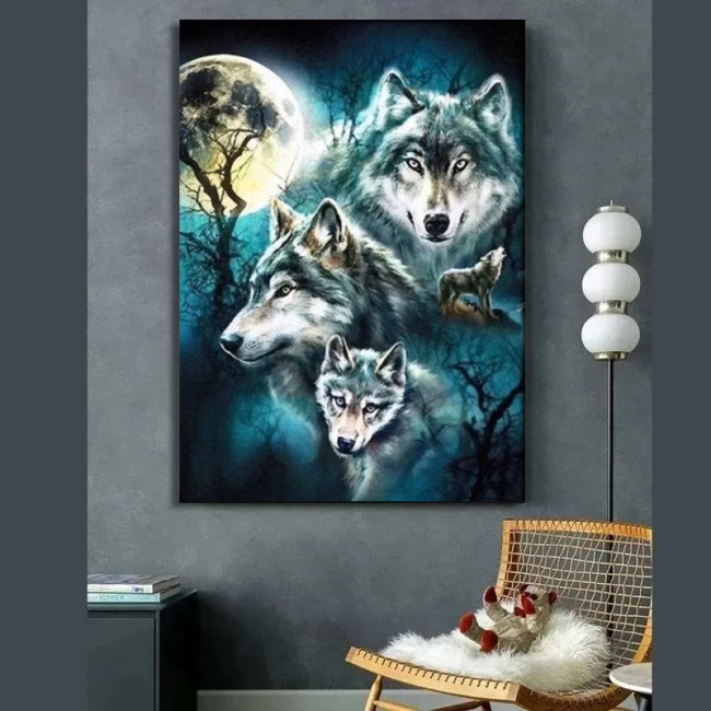 Three Wolves Moon Wall Art