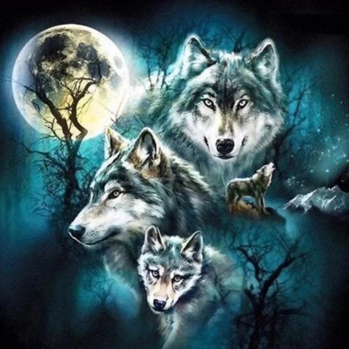 Three Wolves Moon Wall Art