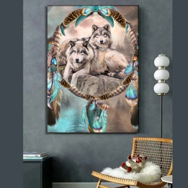 Dreamcatcher Wolf Painting Art