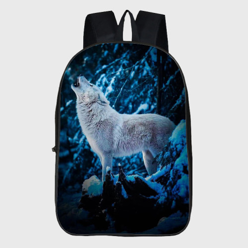 Winter Howling Wolf Backpack