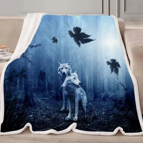 Leaf Arctic Wolf Blanket