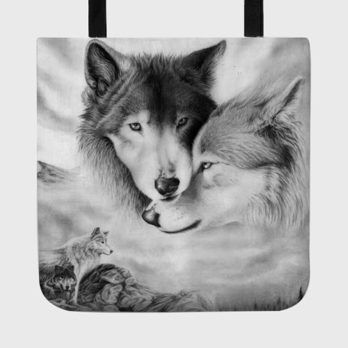 Wolf Couples Tote Bag