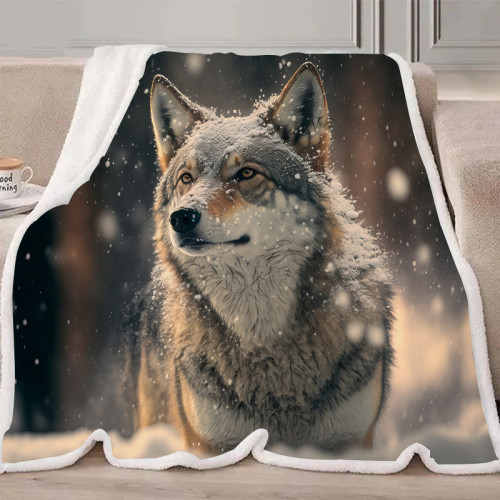 Snow Wolf Blanket