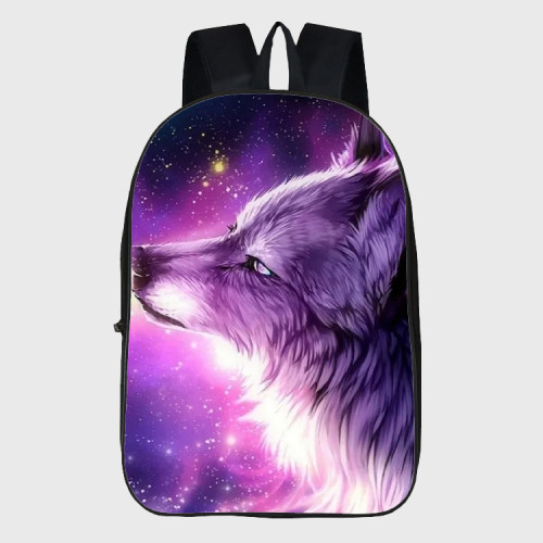 Purple Galaxy Wolf Backpack