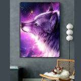 Purple Galaxy Wolf Wall Art
