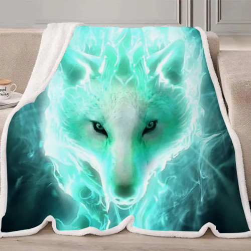 Flame Wolf Blanket