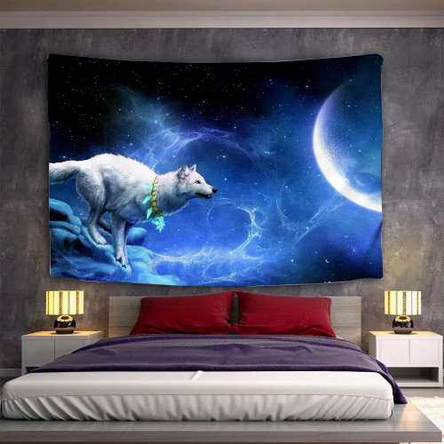 Galaxy Wolf Tapestry