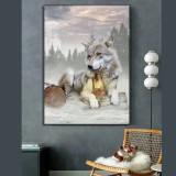 Christmas Wolf Painting Art