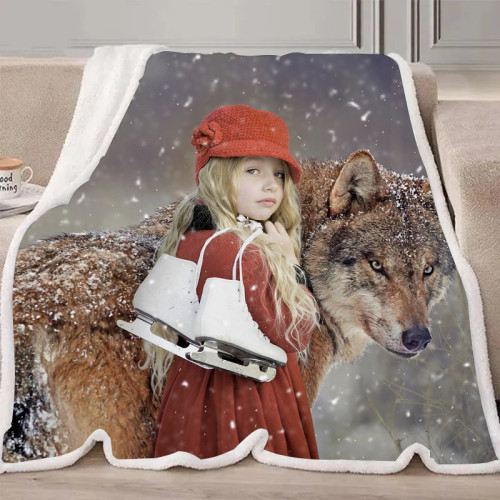 Wolf And Girl Blanket