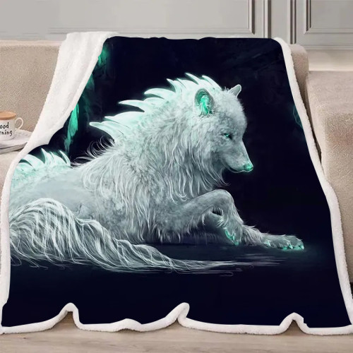 Arctic Wolf Art Blanket