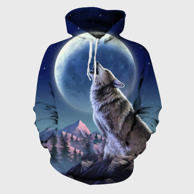 Wolf Howling At Moon Hoodie