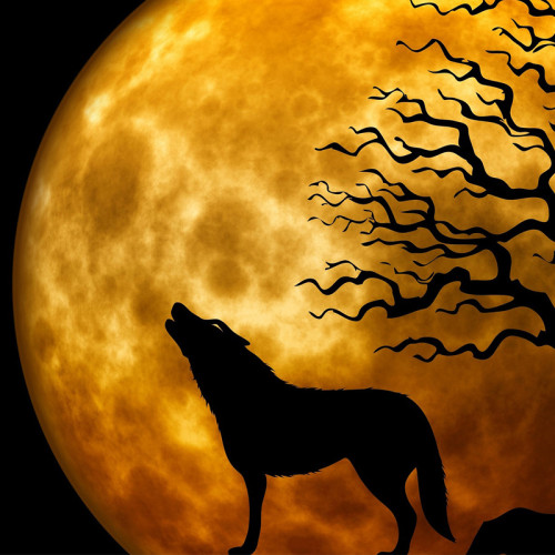 Halloween Wolf Howl Painting Art