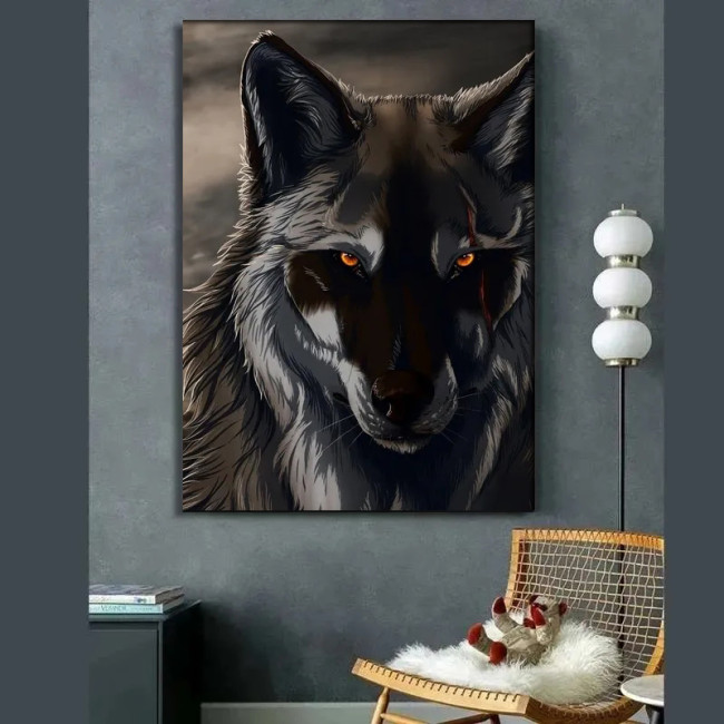 Cartoon Wolf Painting Art