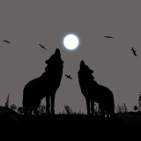 Wolf Howling Moon Painting Art