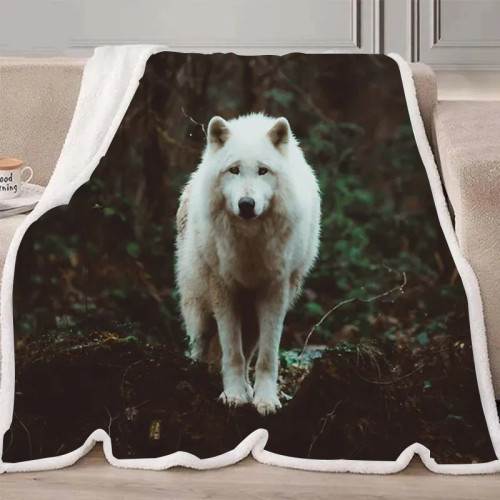 Cute White Wolf Blanket
