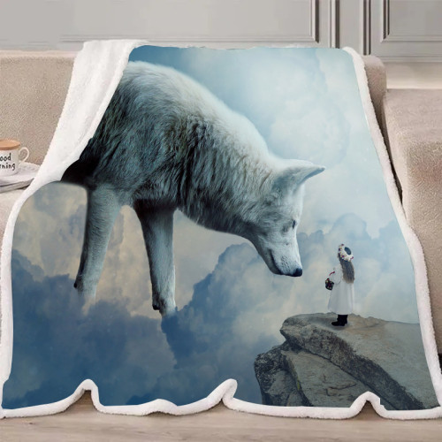 Girl And Wolf Blanket
