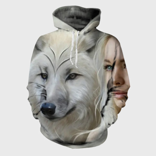 Wolf And Woman Hoodie