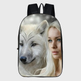 Wolf And Woman Backpack