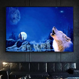 Wolf Packs Moon Painting Art