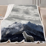 Winter Mountain Wolf Blanket