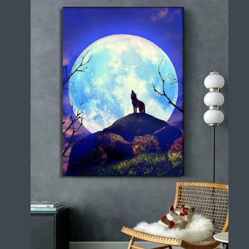 Moon Wolf Painting Art